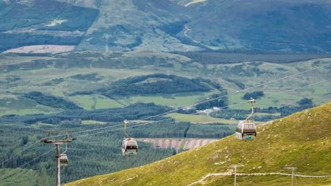 View at the top of Ben Nevis Range and Gondola, Fort William, Scotland Stock Photos