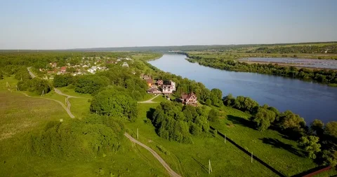 The view from the top of the big beautiful river Stock Footage 101284968
