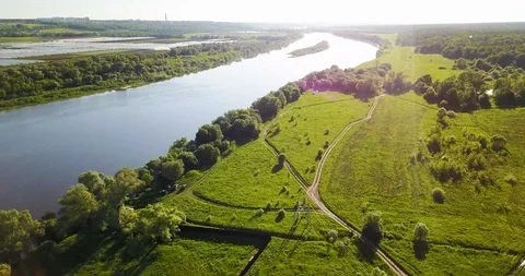 The view from the top of the big beautiful river Stock Footage 101285005