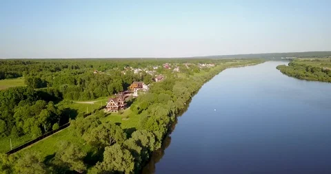 The view from the top of the big beautiful river Stock Footage 101285023