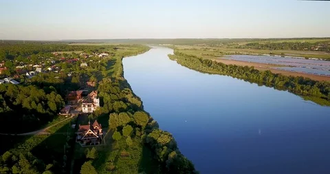The view from the top of the big beautiful river Stock Footage 101285083