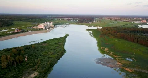 The view from the top of the big beautiful river Stock Footage 101285374