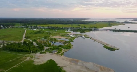 The view from the top of the big beautiful river Stock Footage 101285480