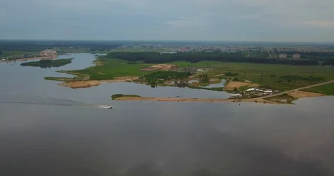 The view from the top of the big beautiful river Stock Footage 101286203