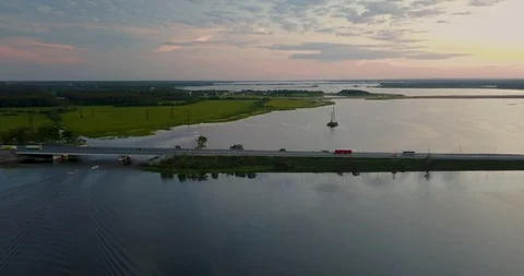 The view from the top of the big beautiful river Stock Footage 101286430