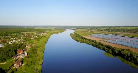 The view from the top of the big beautiful river Stock Footage 101286632