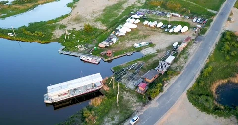 The view from the top of the big beautiful river Stock Footage 101286694