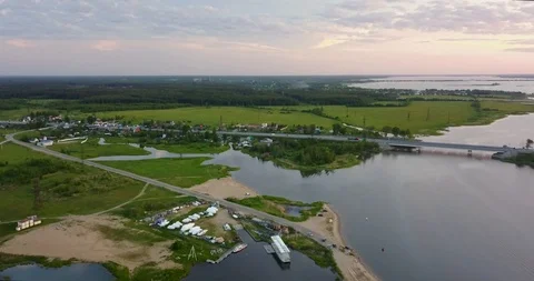The view from the top of the big beautiful river Stock Footage 101286830