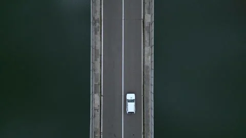 View from the top of a bridge over a lake Stock Footage 244000402