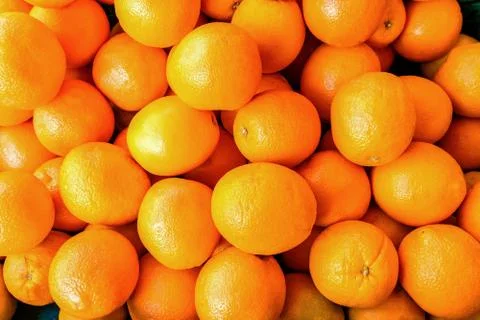 View from the top to a bunch of oranges Stock Photos