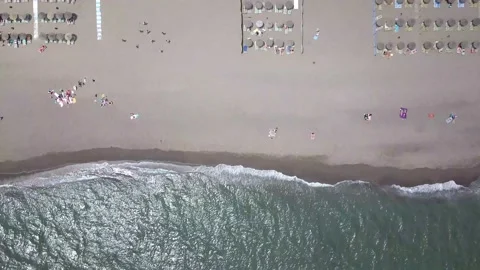 The view from the top, the camera moves and captures the sea and the coast of Ma Stock Footage 143615375