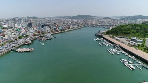 View from the top of the city with river Video stock 303882648