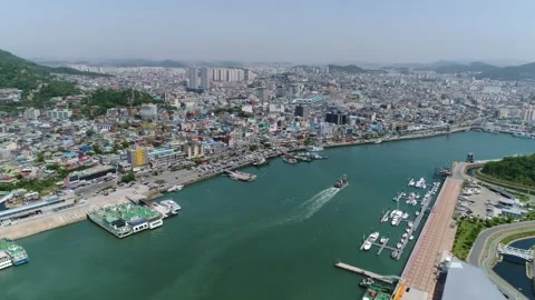  view from the top of the city with river Stock-Footage 303882655