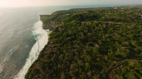 View from the top of the cliff in Bali — FPV drone aerial view Stock-Footage 249838693