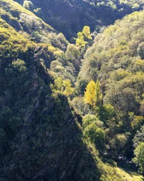 View from the top of a Cliff of an embedded River Stock Photos
