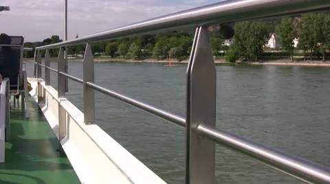 View from the top deck of a passenger boat on the river Rhine Stock Footage 52177673