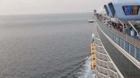 View on the top deck of the royal caribbean cruise ship spectrum of the sea.. Stock Footage 249665651