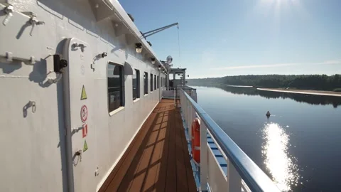 View from top desk on the river sunny morning Stock Footage 341396761