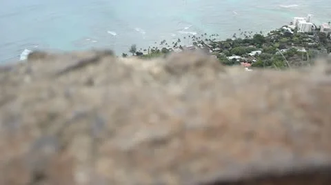 View from top of Diamond Head hike in Oahu, Hawaii Stock Footage 14689250