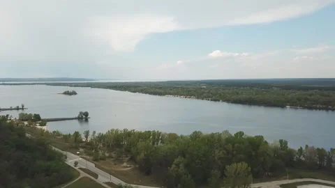 View from the top to the Dnieper river Stock Footage 140993746