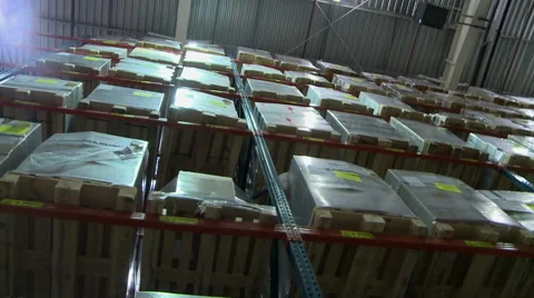 View from top to down on pallets with boxes Stock Footage 68082823