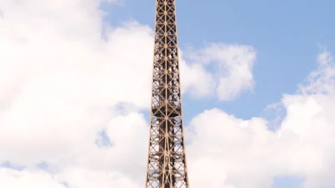 View to the top of the Eiffel Tower in Paris, France. Stock Footage 260699854