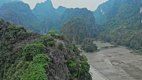 View from the top of Hang Mua over Tam Coc and Ninh Binh Stock Footage 235014029