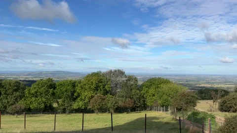 View from the top of the hill at Broadway Tower, Worcestershire, UK Stock Footage 163584759