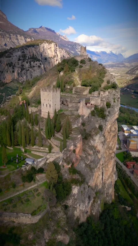View from the top of the hill of the mountains Stock Footage 274041038