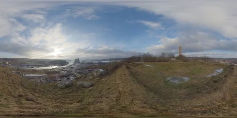 View From Top of Hill in a Small Town - 360 Video stock 101791883