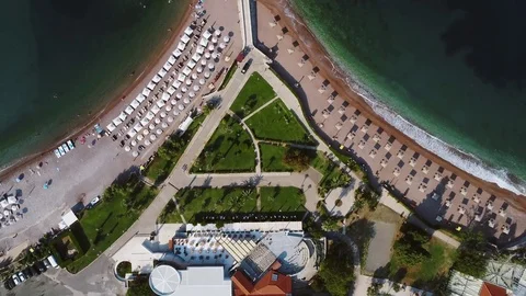 View from the top of the island of Sveti Stefan Stock Footage