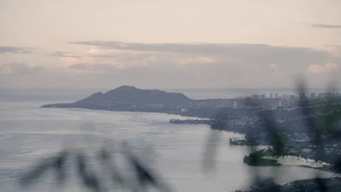View from top of koko Head trail at sunrise Honolulu Hawaii Stock Footage 312760272