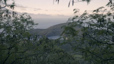 View from top of koko Head trail at sunrise Honolulu Hawaii Stock Footage 312760294