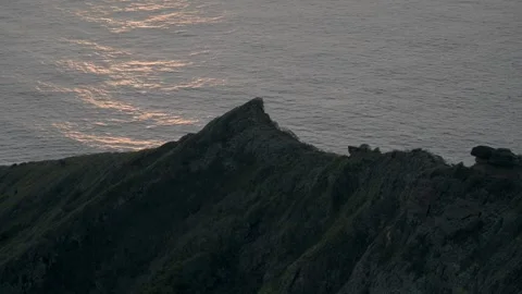 View from top of koko Head trail at sunrise Honolulu Hawaii Stock Footage 312760561