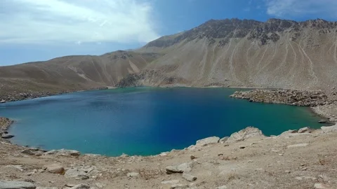 View from the top of the large Arashan Lake Stock Footage 170440563