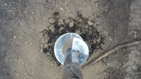 View from the top of a massive drill making a hole in the soil, construction Stock Footage 158687834