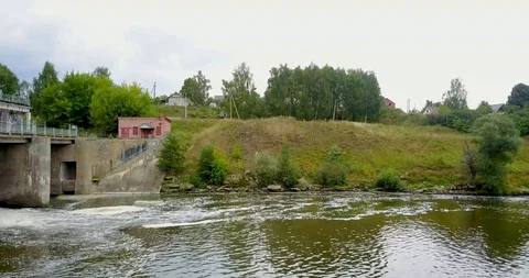 View from the top of the mini hydro station in the village Stock Footage 106324148