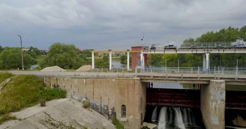 View from the top of the mini hydro station in the village Stock Footage 106324238