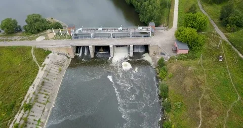 View from the top of the mini hydro station in the village Stock Footage 106324356