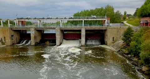 View from the top of the mini hydro station in the village Stock Footage 106324380