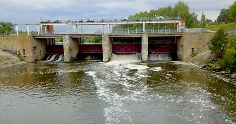 View from the top of the mini hydro station in the village Stock Footage 106324412