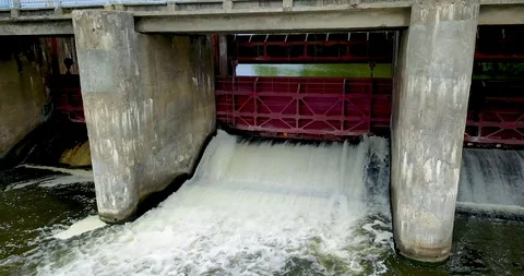 View from the top of the mini hydro station in the village Stock Footage 106324430