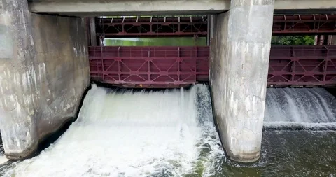View from the top of the mini hydro station in the village Stock Footage 106324673