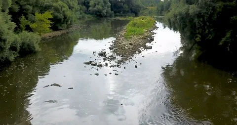 View from the top of the mini hydro station in the village Stock Footage 106324865