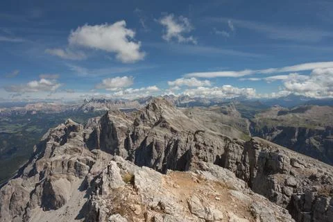 View from the top of Monte Duleda in the Puez group in the Dolomites Stock Photos