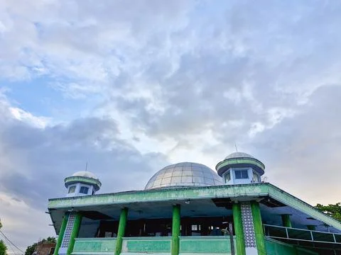 View of the top of the mosque in green Stock Photos