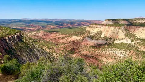 View from the top of Mount Carmel, Utah looking towards Zion National Park Stock Footage 300316646
