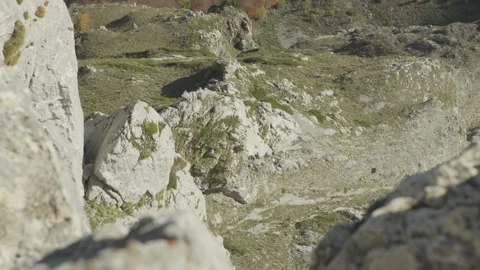 View from the top of the mountain to the autumn valley below. Stock Footage 289839999