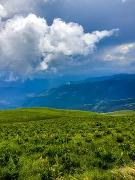 View from a top of the mountain on a cloudy day Stock Photos