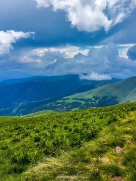 View from a top of the mountain on a cloudy day Stock Photos